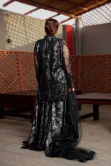 Urooj black embellished formal set — back view