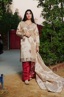 Golden and red embroidered outfit — view 2