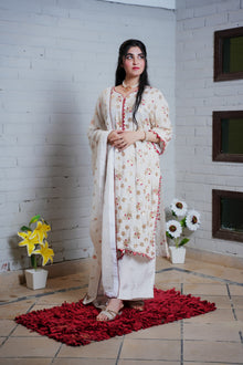 White and red embroidered suit — view 1