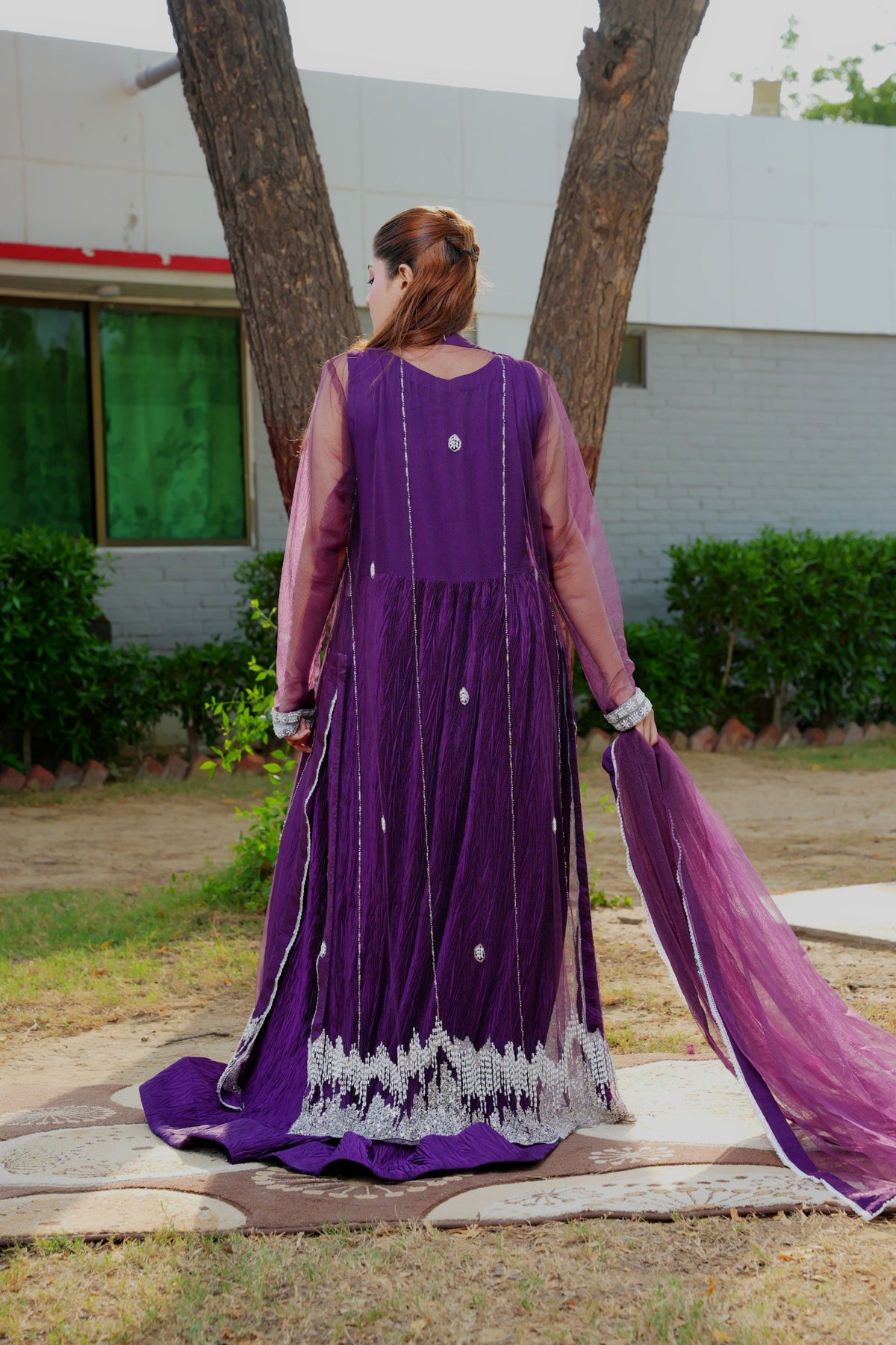 Urooj purple gown and crushed maxi — full back