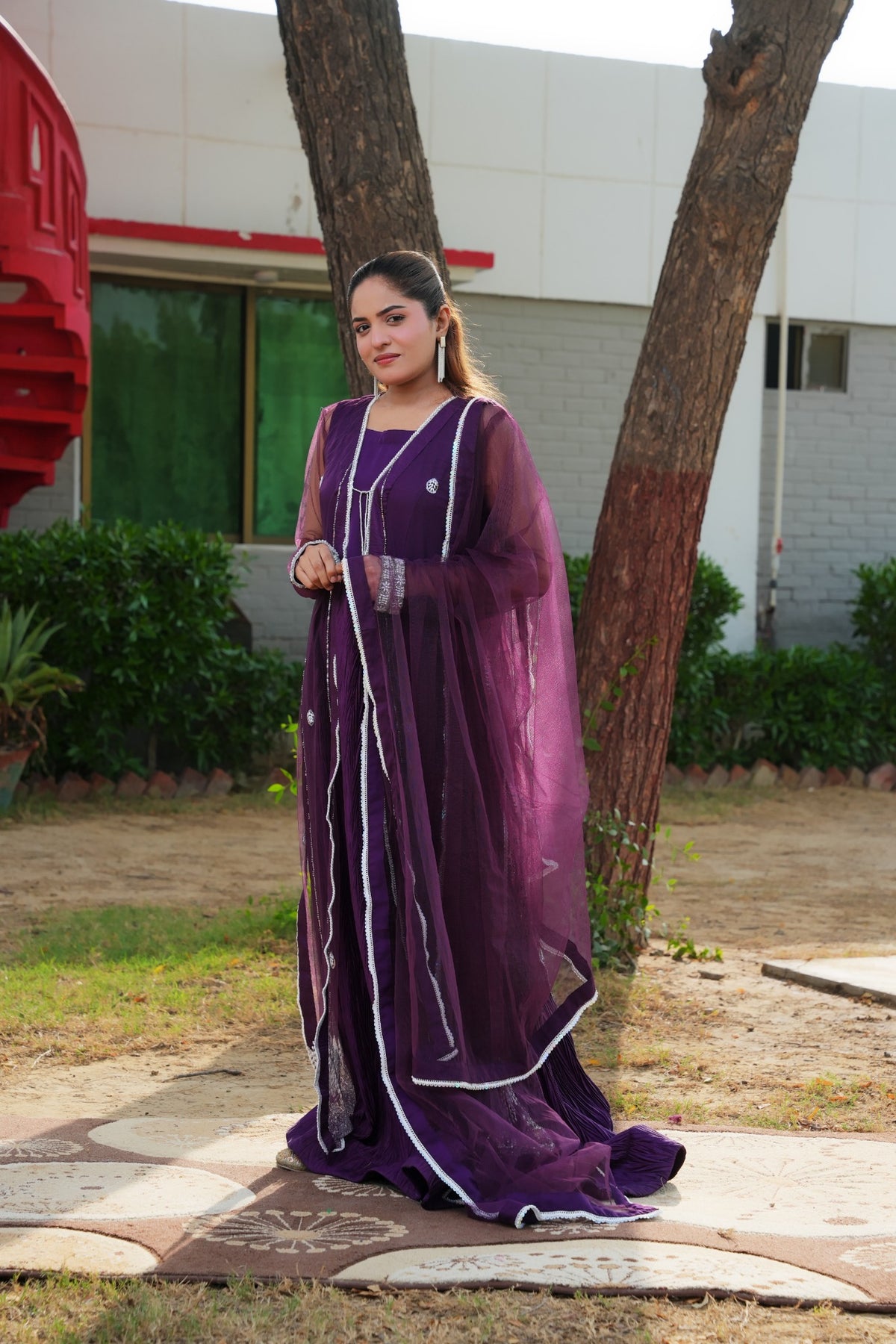 Urooj purple gown and crushed maxi — full outfit with dupatta