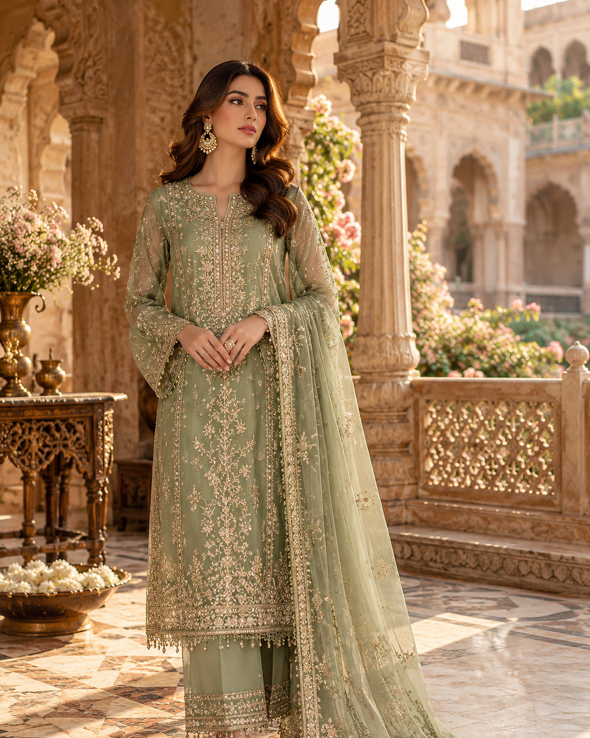 Sage Embroidered Pret